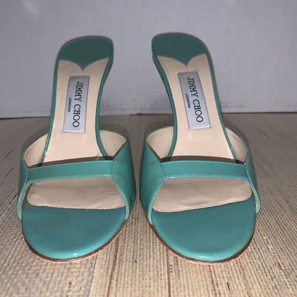 Jimmy Choo Shoes - Jimmy Choo Turquoise/Green Patent Leather Sandals Preppy Office Womens 8 EU 38